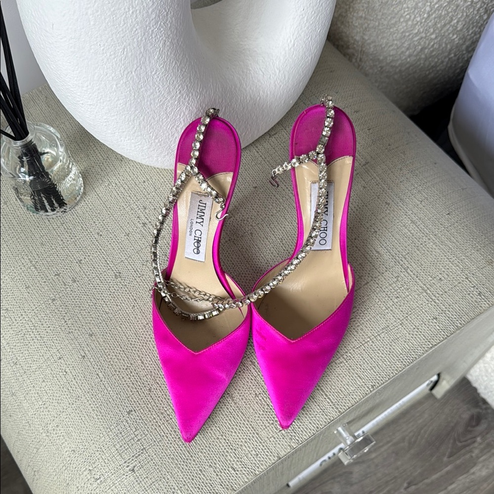 Jimmy Choo Pink Satin Slingback Heels/ size 38